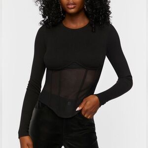 Ribbed V Hem Corset Top